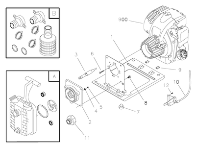 Main Unit Diagram and Parts List for 073000-0-30GPM  Briggs and Stratton Water Pump